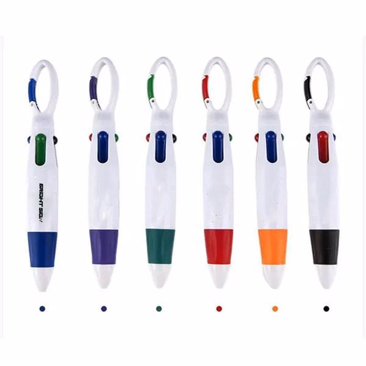 4-Color Shuttle Pen with Carabiner Clip