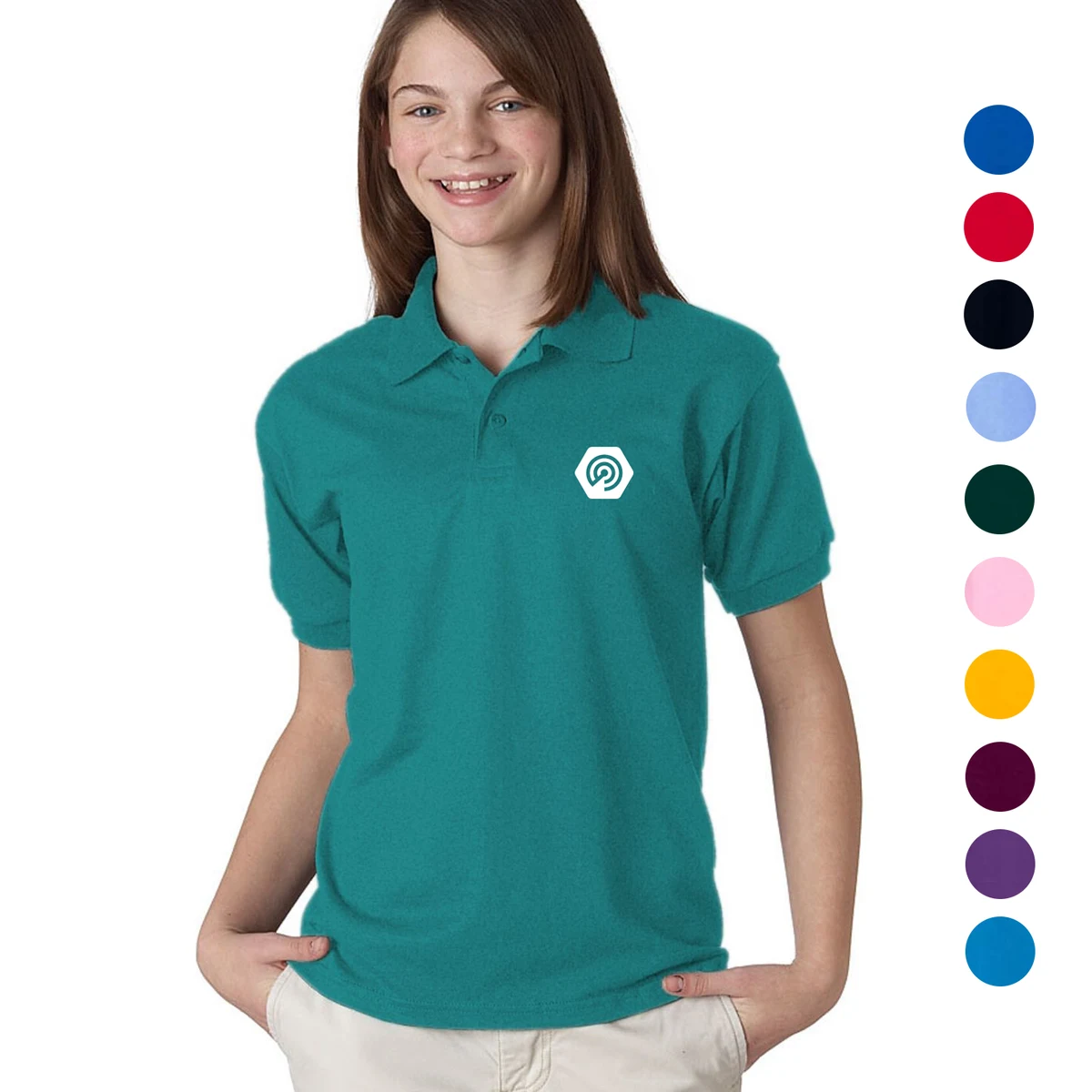 Gildan Dryblend Youth 5.6 oz 50/50 Cotton/ Polyester Polo T-Shirt, custom youth shirt with logo imprint 1