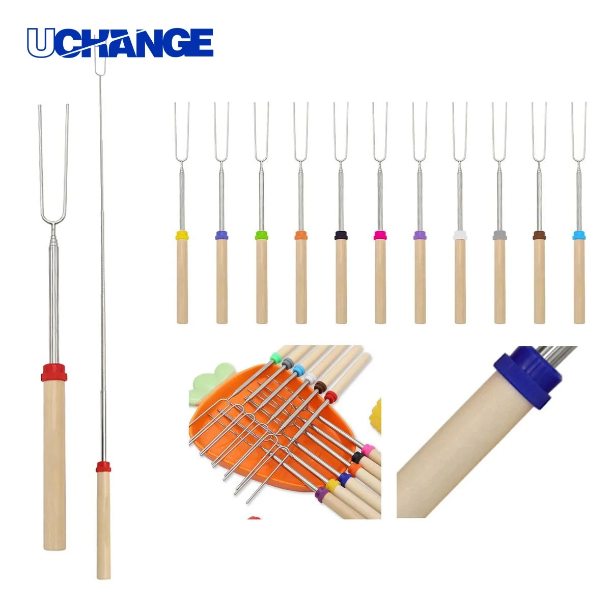 Extendable BBQ Fork with Wood Handle 1