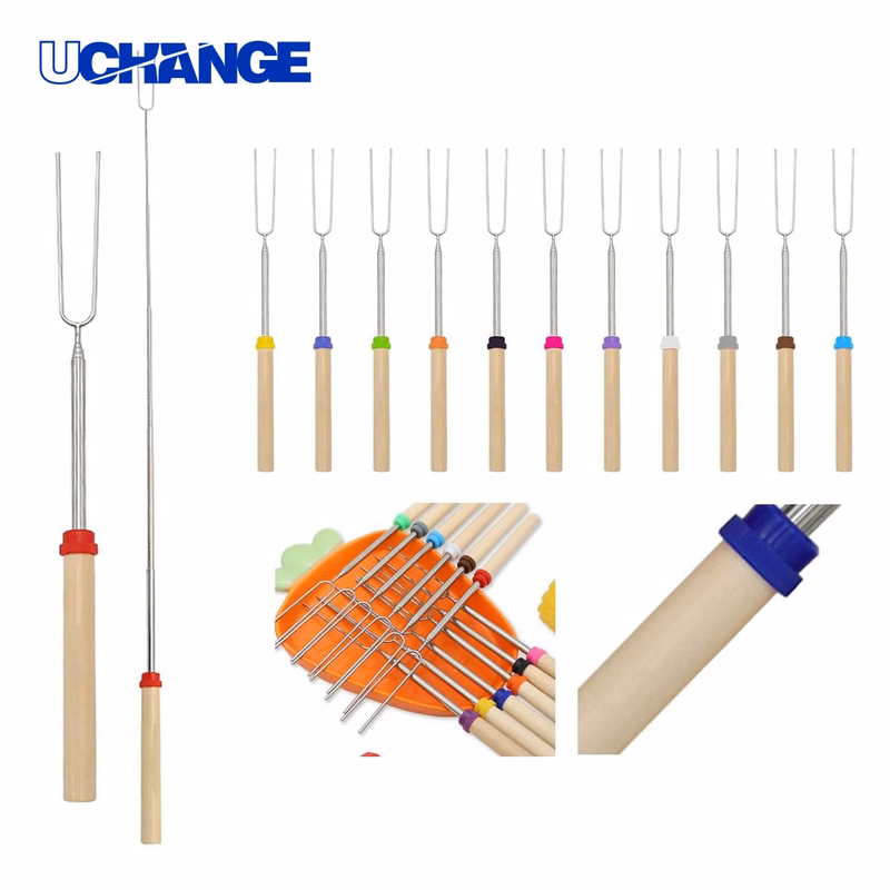 Extendable BBQ Fork with Wood Handle