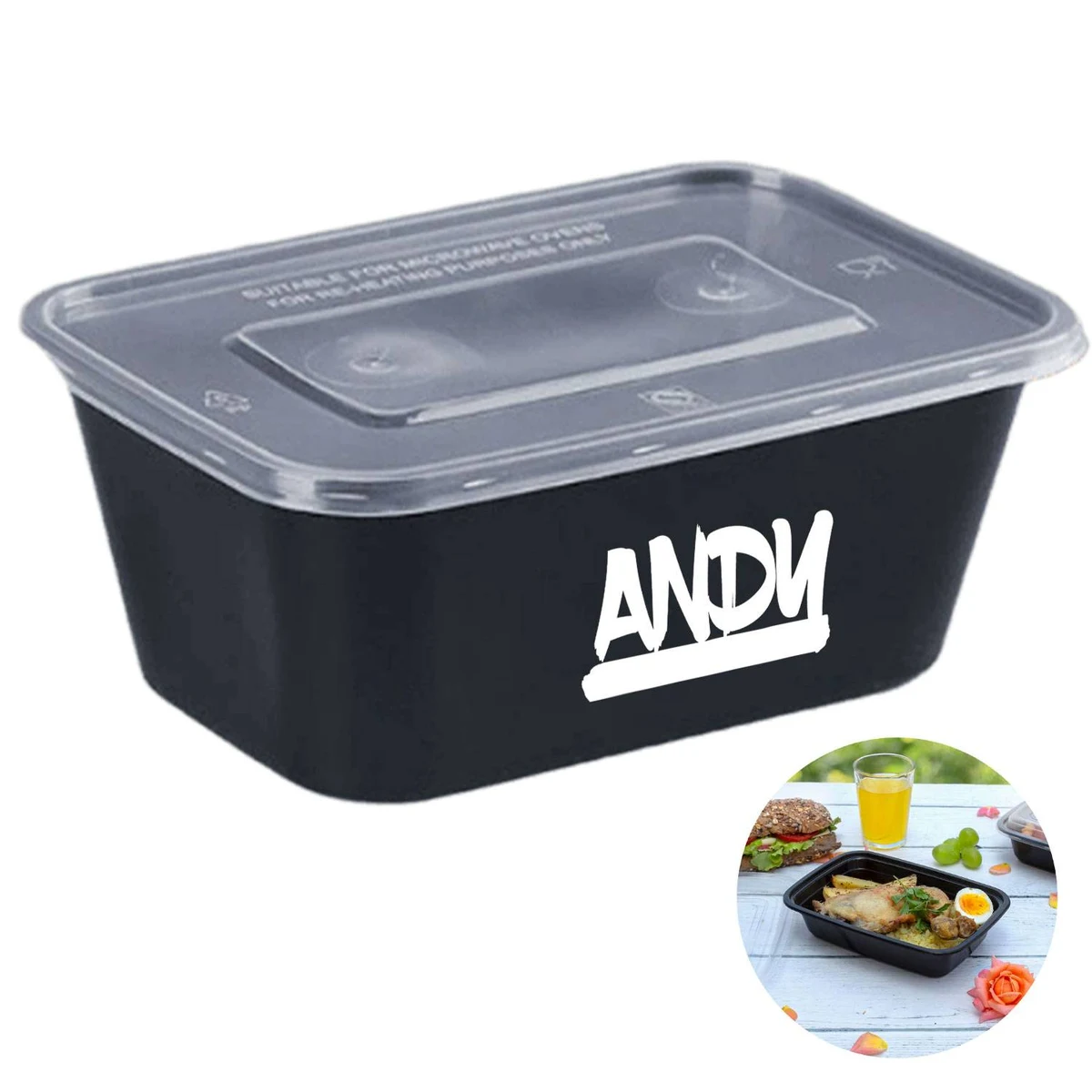 27oz Pack of 50 Food-Grade Black Bottom Meal Boxes 1