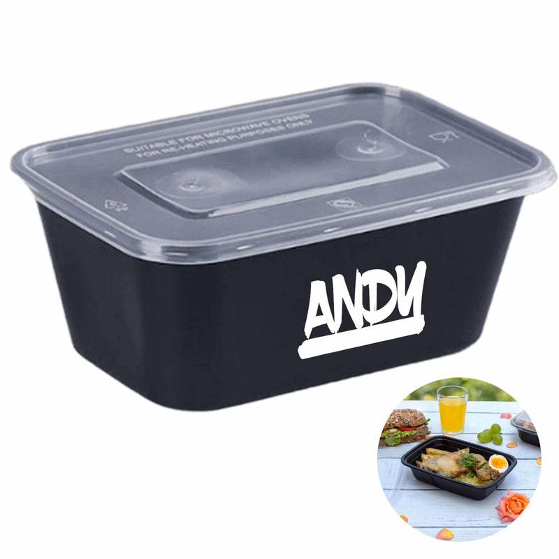 27oz Pack of 50 Food-Grade Black Bottom Meal Boxes