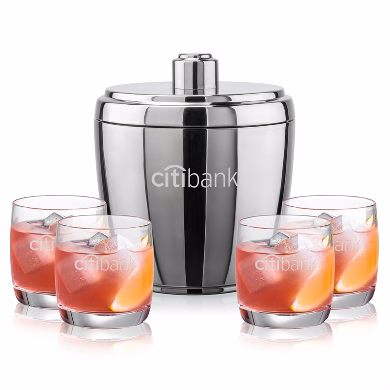 Pescara Ice Bucket & Ritz On-the-Rocks Set