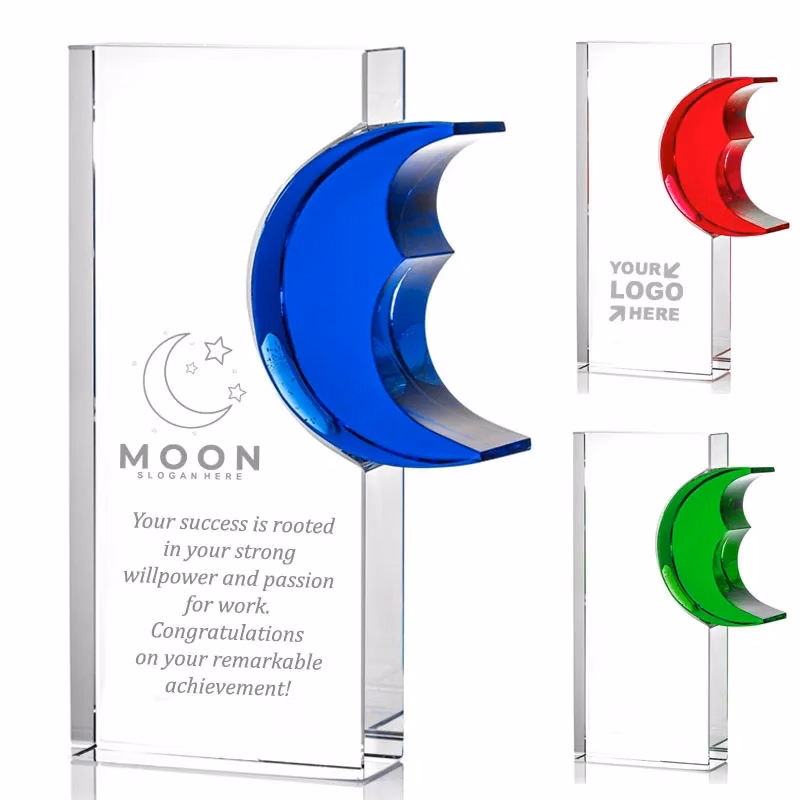 Personalized Moon Rectangle Crystal Award