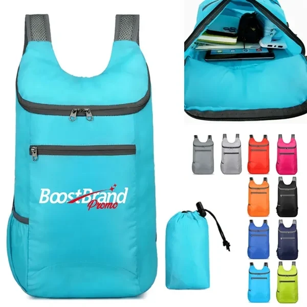 Custom Compact Foldable Lightweight Backpack with Zipper — Travel & Event Giveaway 1