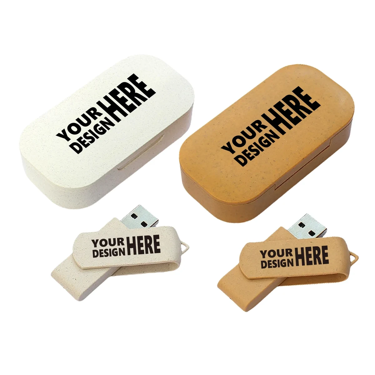 16G Wheat Straw Biodegradable Box USB Flash Drive Set 1