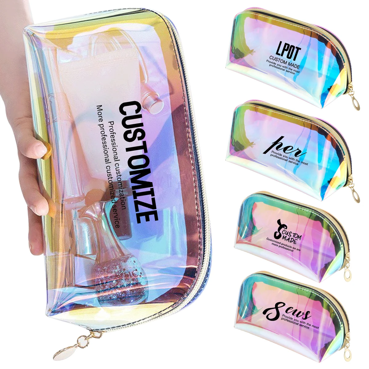 Transparent TPU Laser Holographic Cosmetic Makeup Bag 1