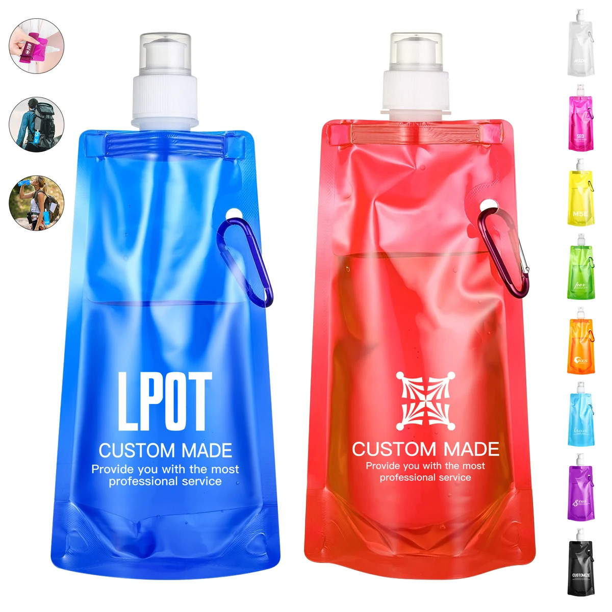 Foldable Water Bag With Metal Carabiner 1