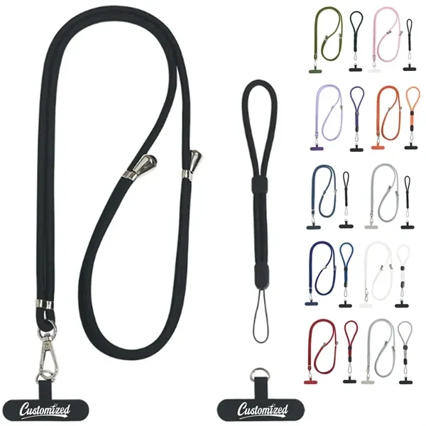 Custom Phone Lanyard with Dual Neck and Wrist Strap — Mobile Device Accessory 1