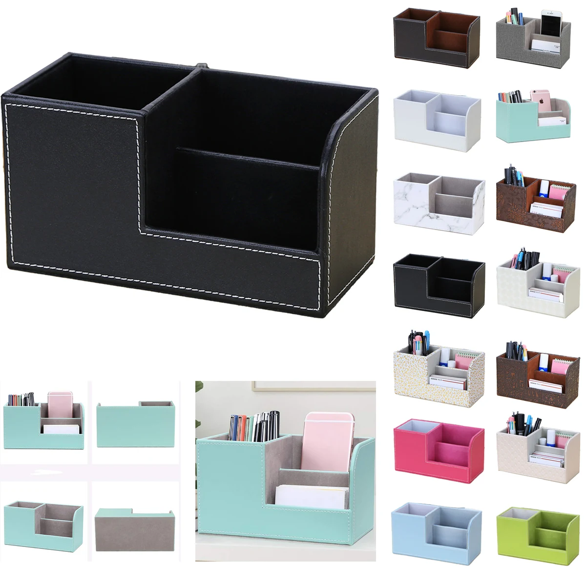 Multi-Function Leather Desk Stationery Organizer 1