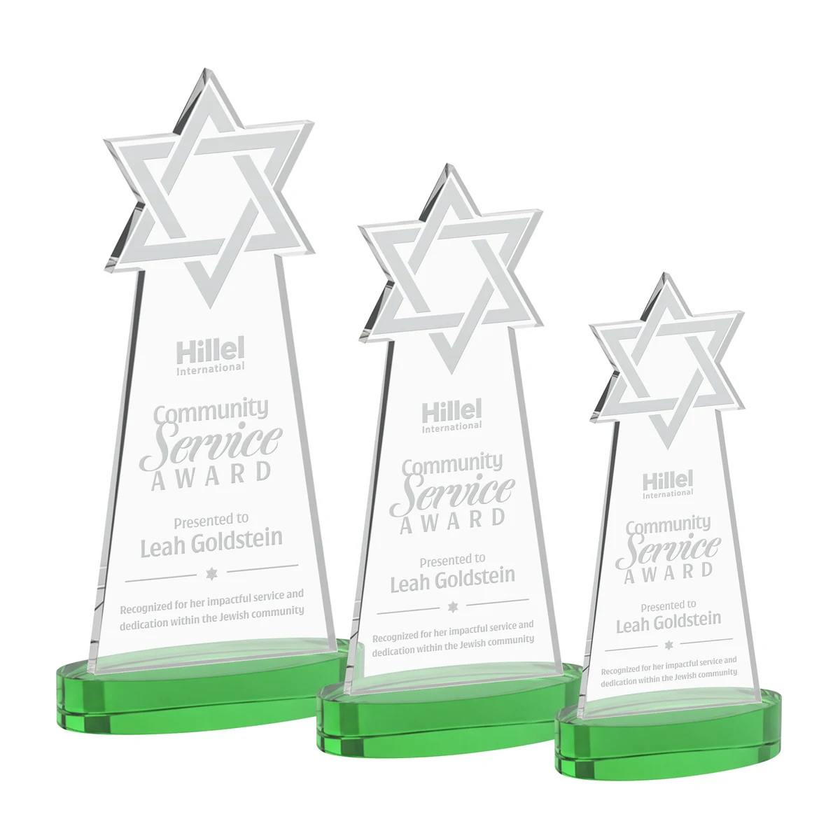 Star of David Award on Alberton Base - Green 1
