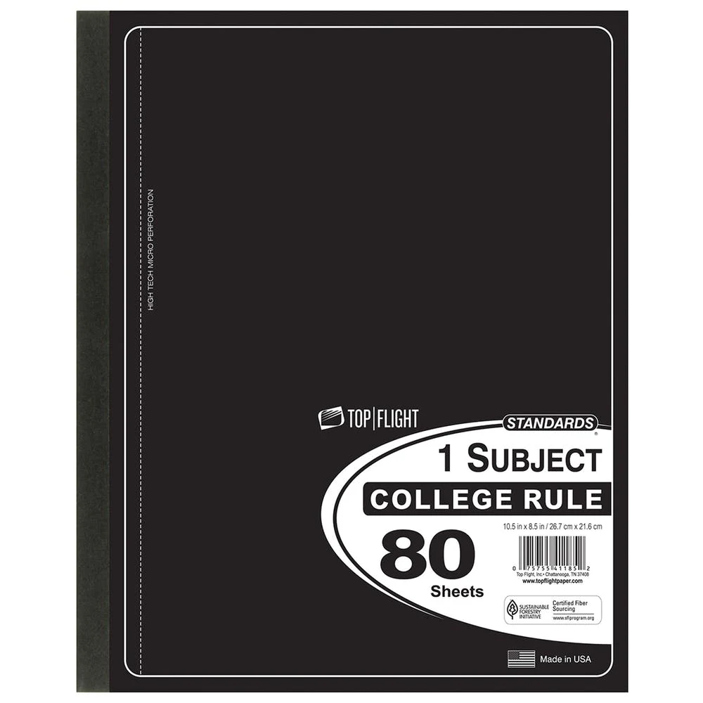 1 Subject Hinged Notebook - College Ruled 80 Sheets 5 Colors 1