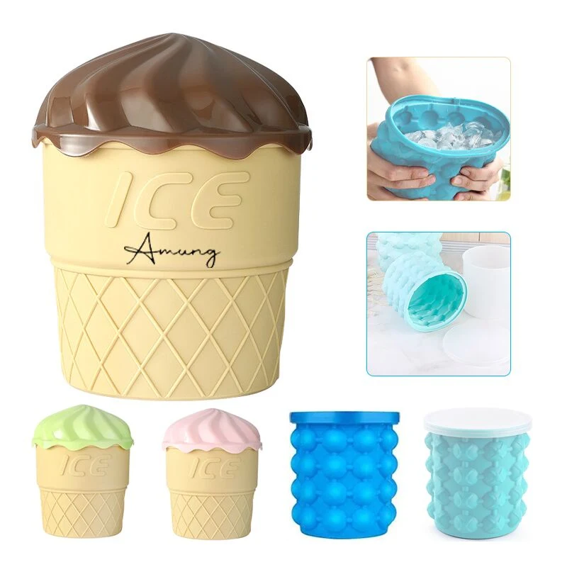Portable Round Silicone Ice Bucket 1