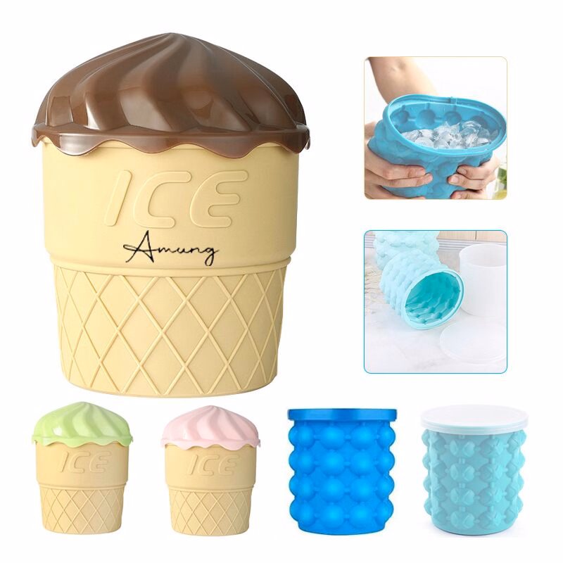 Portable Round Silicone Ice Bucket
