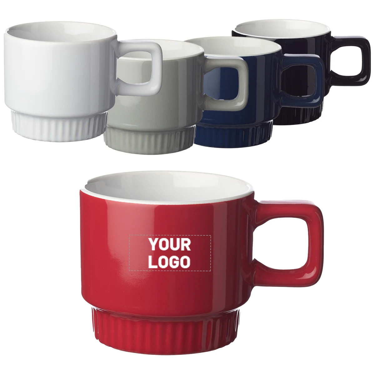 Square Handle Stackable Ceramic Mug, 10 oz. 1