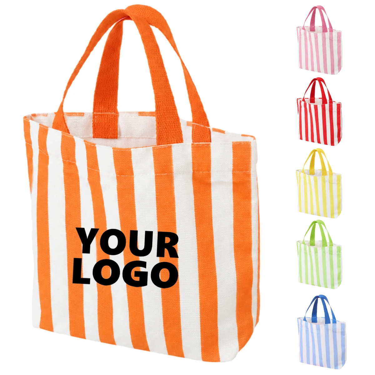 Vertical Stripe Canvas Tote Bag, custom tote bag with logo imprint 1
