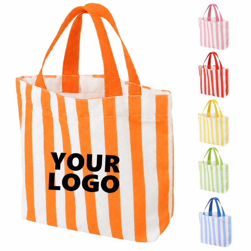 Vertical Stripe Canvas Tote Bag