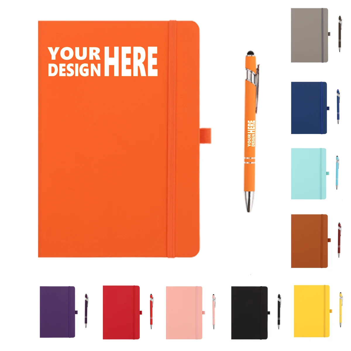 Logo-Customizable Multi-Color A6 Journal Set with Pen & Elastic Strap 1