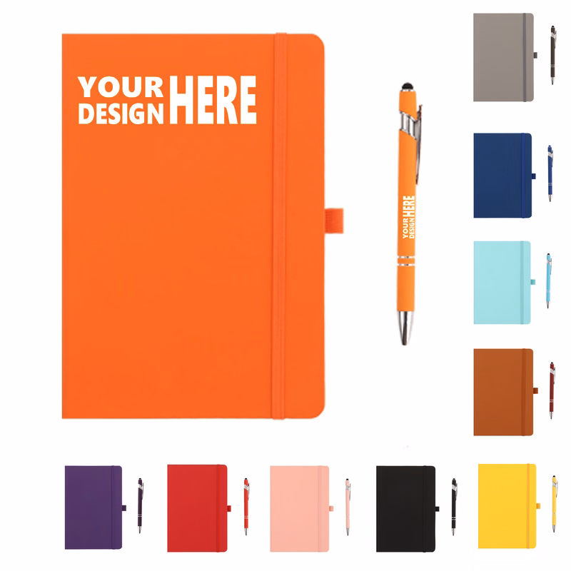 A5 Banded Notebook and Metal Matching Color Ballpoint Pen