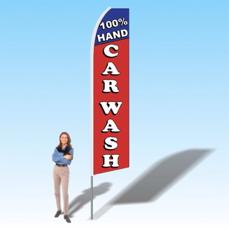 15FT 100% Hand Car Wash Advertising Banner Flag