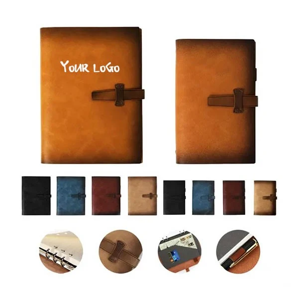 Refillable Leather Binder Notebook With Slots Lined Paper 1