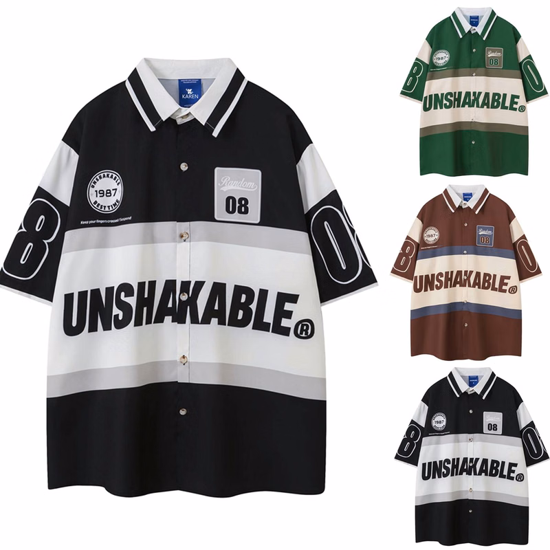 Summer Unisex Short Sleeve Button Down Shirt