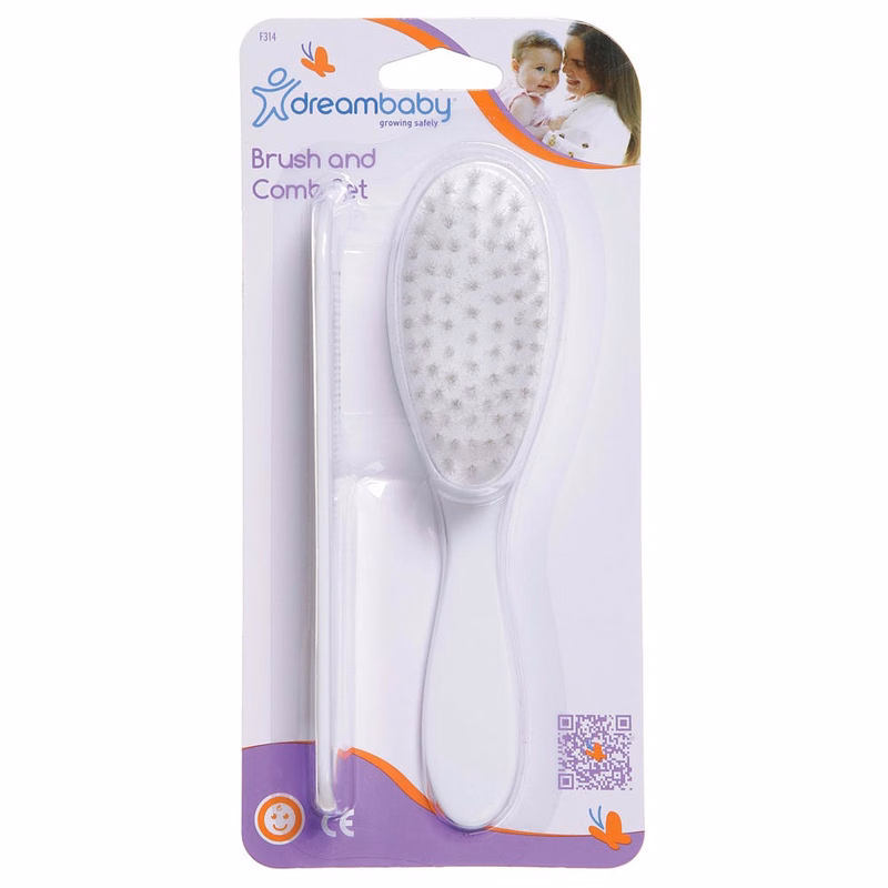 Baby Brush & Comb Set - White 2 Piece