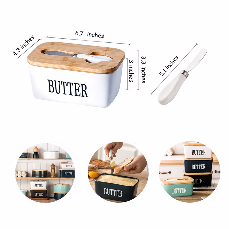 Large Butter Dish with Lid and Knife