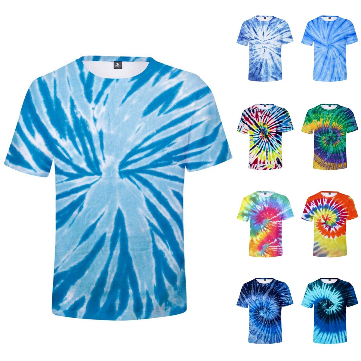 Tie Dye Polyester Round Neck T-Shirt 1