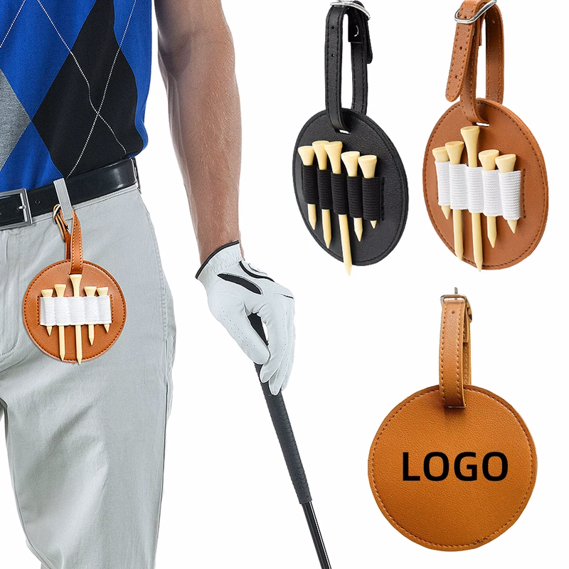 MOQ Durable Leather Golf Tee Organizer Belt Clip & Storage