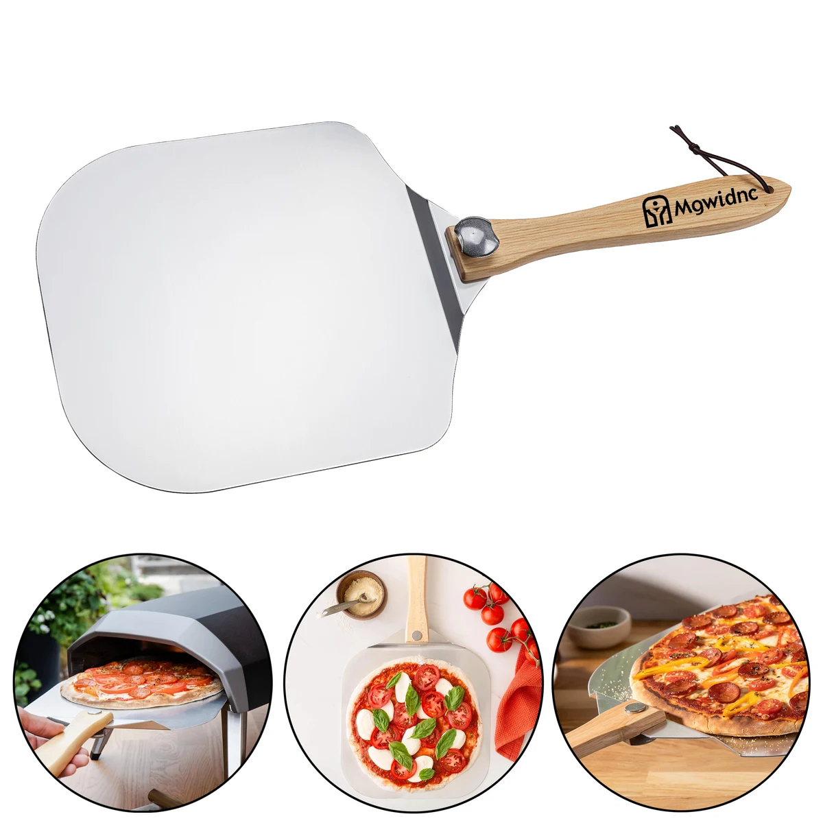 Aluminum Pizza Peel with Foldable Wooden Handle 1