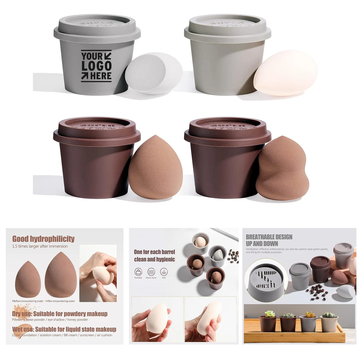 Foundation Blending Beauty Makeup Sponge Set with Coffee Cup Package 1
