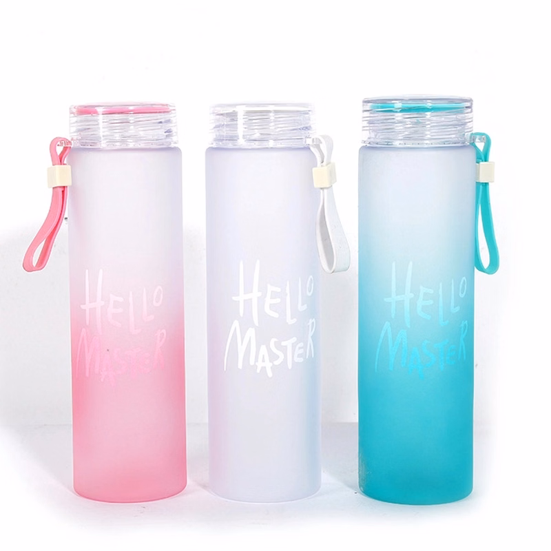 16 oz Glass Water Bottle With Plastic Lid