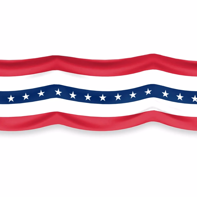Printed USA 36" Wide Bunting 5 Stripes With Stars