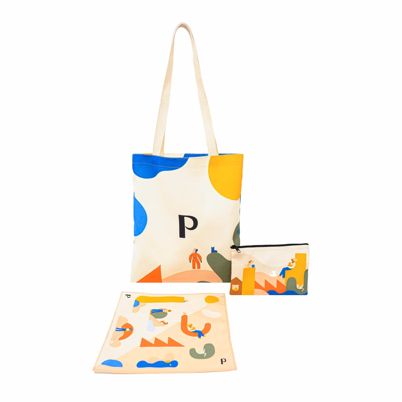 Canvas Tote with Zippered Pouch Set