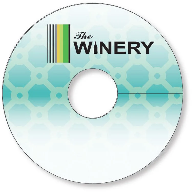 Wine Glass Tag .010 White PVC Plastic 2.7" circle Full colour & write-on wip 1