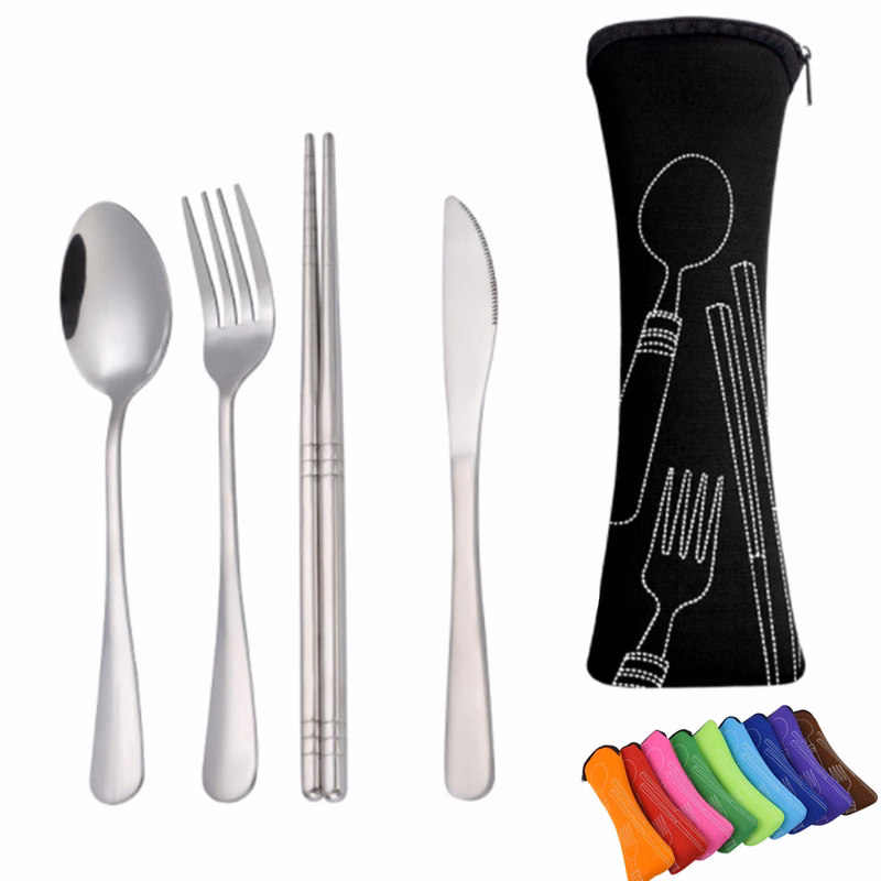 4 in 1 304 Stainless Steel Travel Cutlery Set