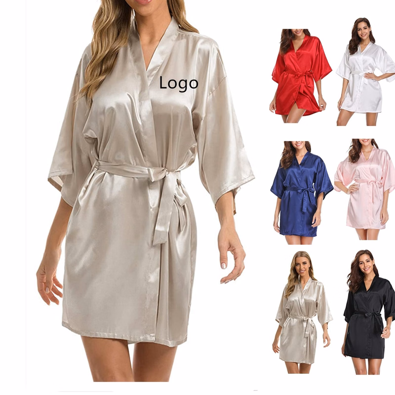 Women's Silk Satin Robe with Lace