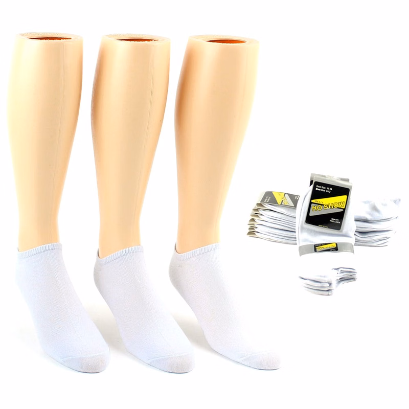 Men's No-Show Socks - White Size 10-13