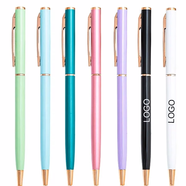 Rose Gold Slim Metal Twist Hotel Pen