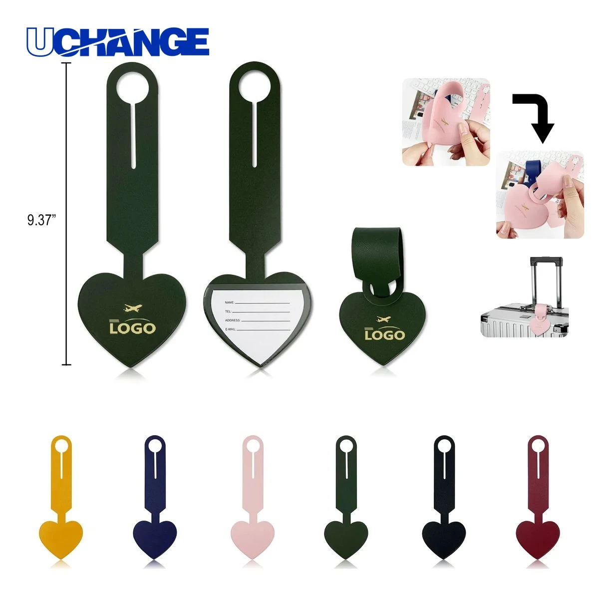 PU Leather Heart-Shaped Luggage Tag 1