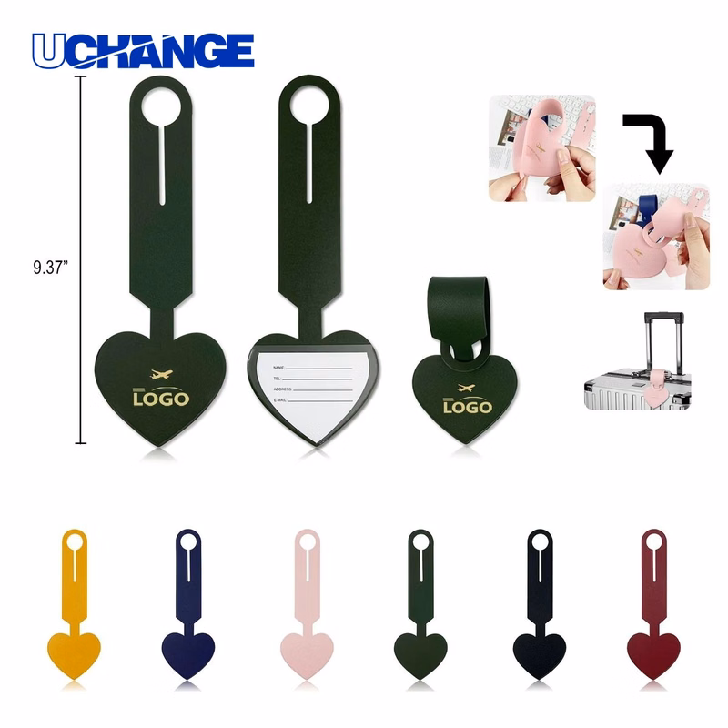 PU Leather Heart-Shaped Luggage Tag