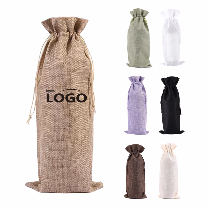 Drawstring Wine Bag Gift Tote Storage Sackcloth Burlap