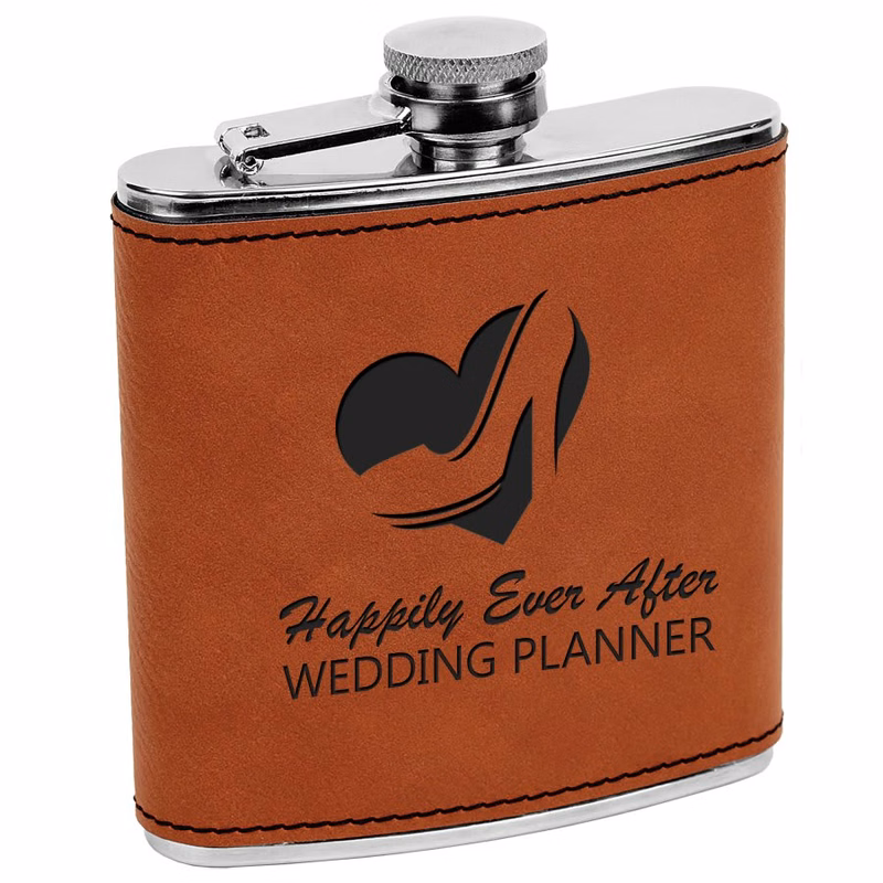 6 oz. Rawhide Leatherette Stainless Steel Flask