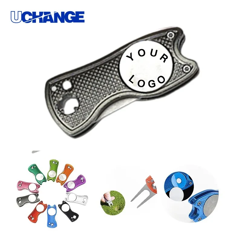 Stainless Steel Golf Divot Tool with Spring Button 1