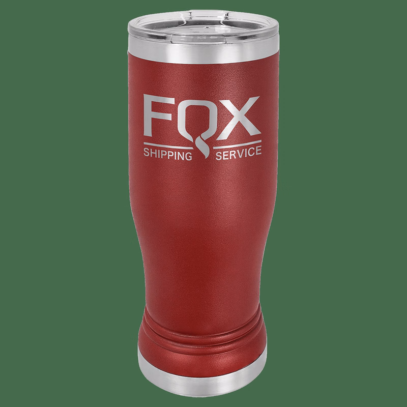 14 oz. Maroon Laser Engraved Polar Camel Pilsner Tumbler w/Clear Lid
