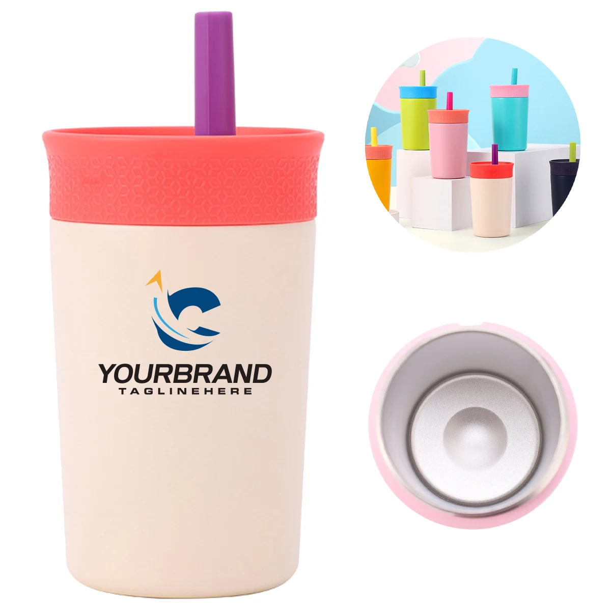 12oz Coffee Cup Mug Stainless Steel Insulation With Straw 1