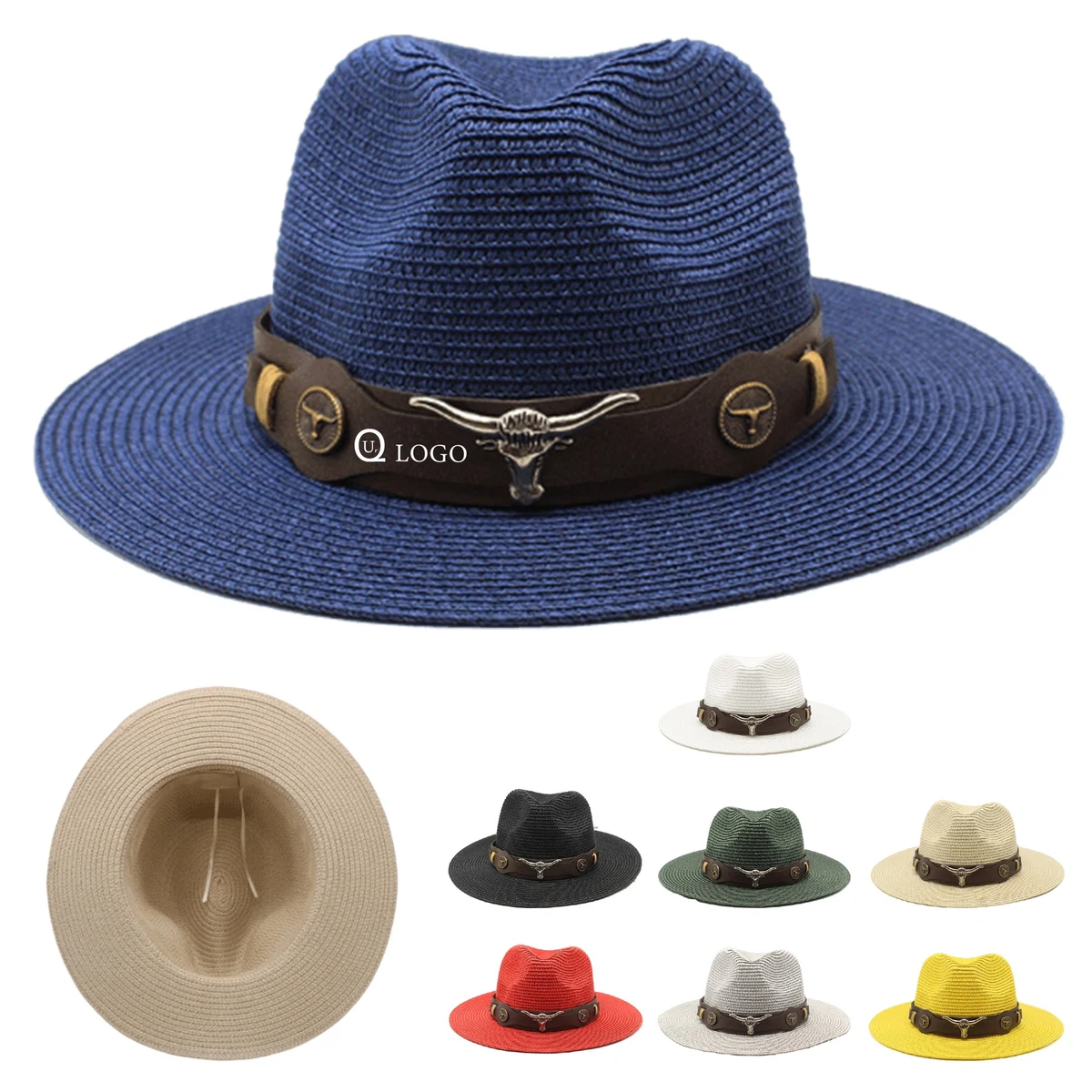 Men'S Jazz Summer Beach Sun Protective Straw Hat 1
