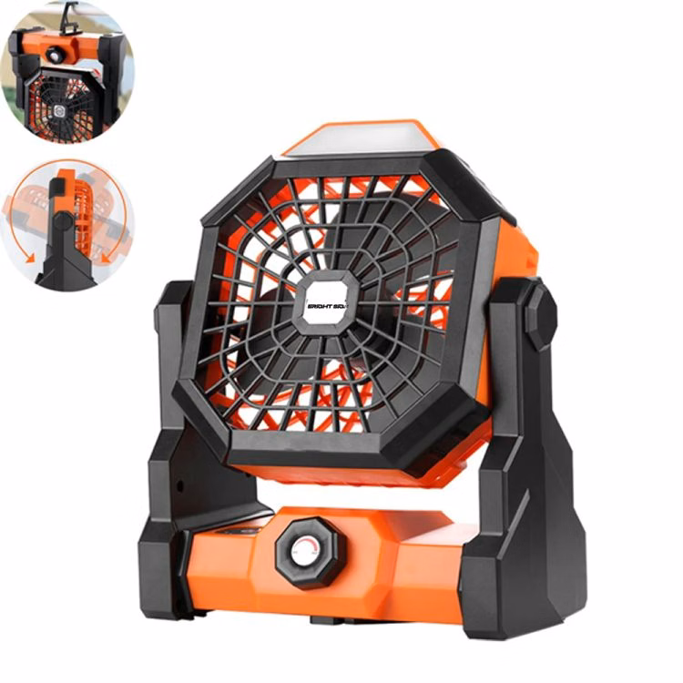 Rechargeable Outdoor Camping Fan with LED Lantern and Hook
