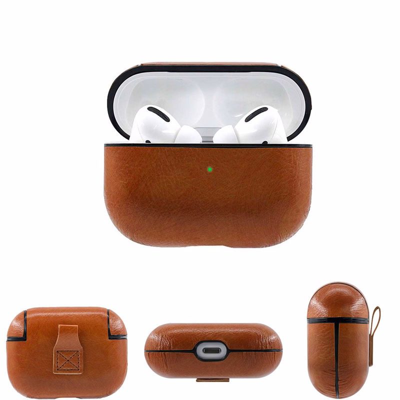Leather Wireless Earphones Protection Case Cover With Keychain